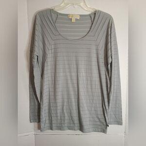 Michael Kors Women's Gray Ribbed Long Sleeve Tee Size Medium